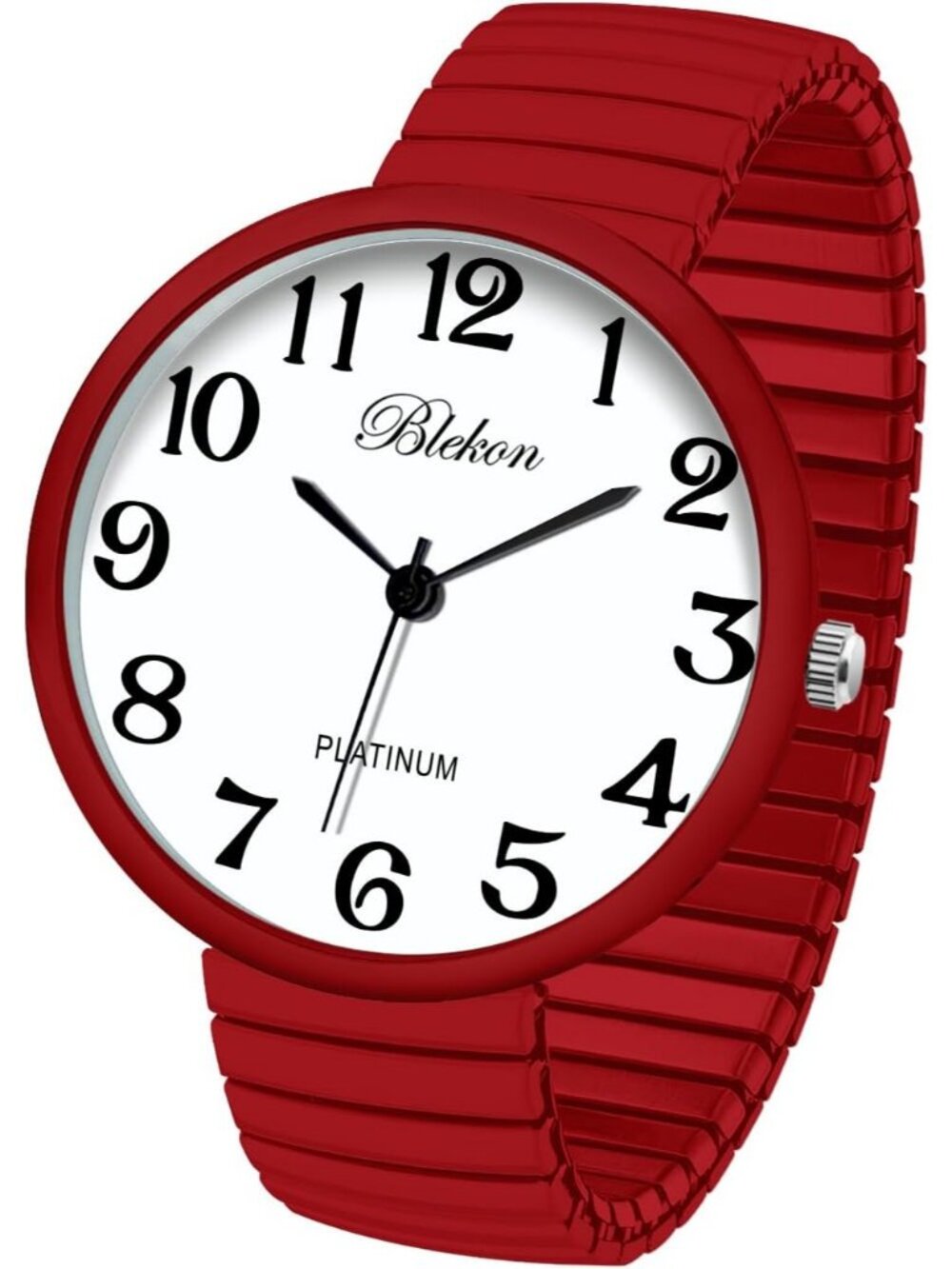 Women's Red New Super Large Face Stretch Band Japanese Movement Fashion Watch